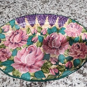Lesal Lindberg Ceramics handpainted large Platter Cottagecore box n